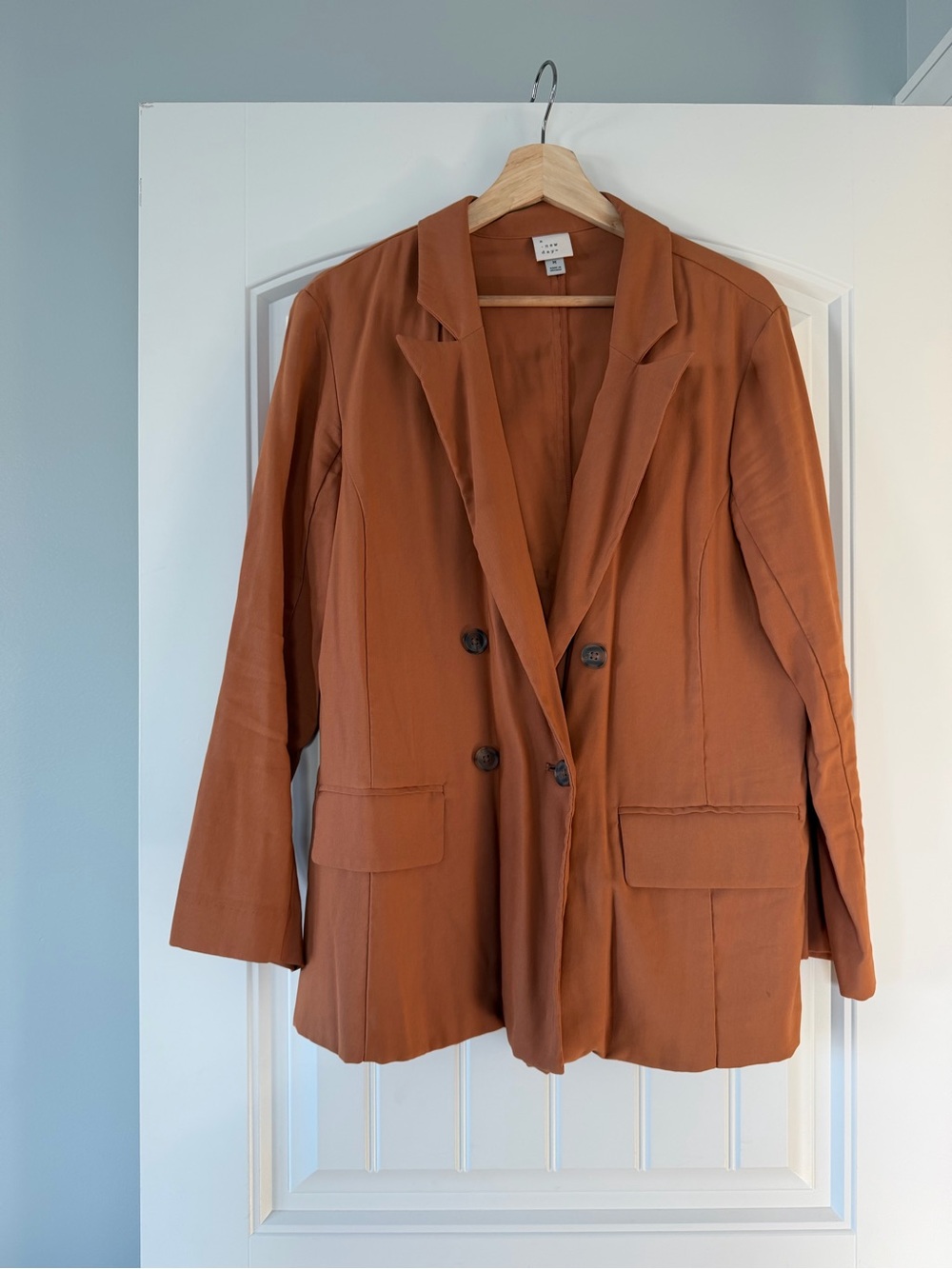 a new day Rust-Orange Double-Breasted Blazer